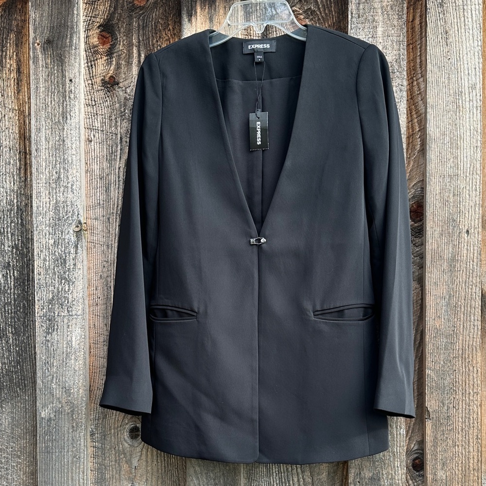 Express 0 black Women's Suit Jacket silver snap closure